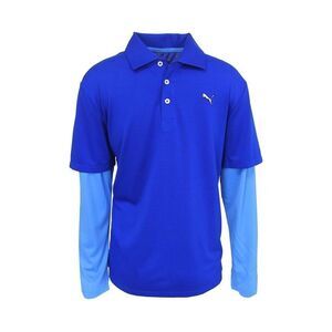 Puma Sport Boy's Blue Dry Cell Golf Long Sleeve Polo Shirt Size Small NWOT
